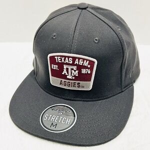Zephyr Texas A&M Aggies Logo Patch Flat Hat‎ Cap Stretch Flex Medium Charcoal